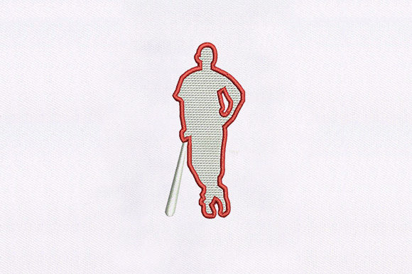 Baseball Player Embroidery Design