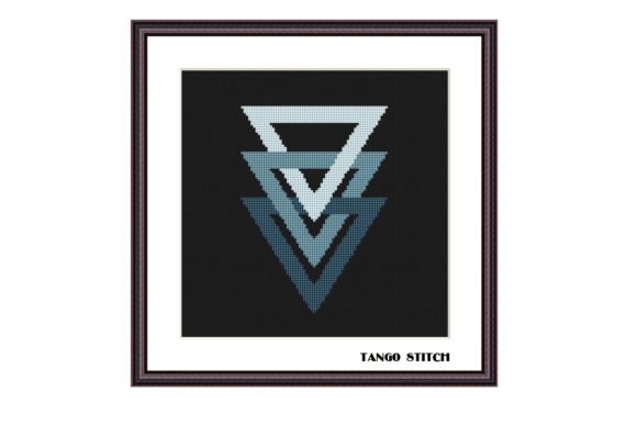 Blue Triangles Abstract Cross Stitch