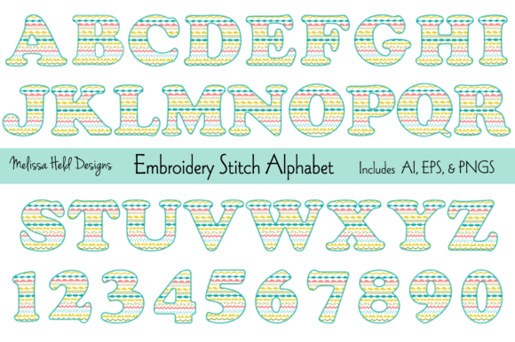 Colorful Embroidery Stitch Alphabet