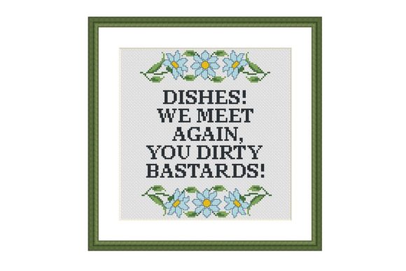 Dishes Funny Kitchen Cross Stitch