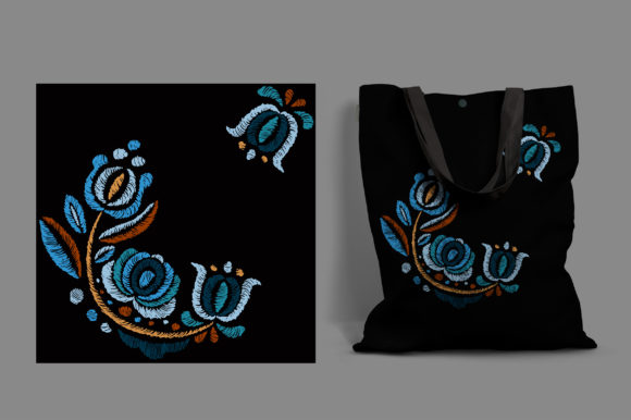 Embroidery on a Black Background