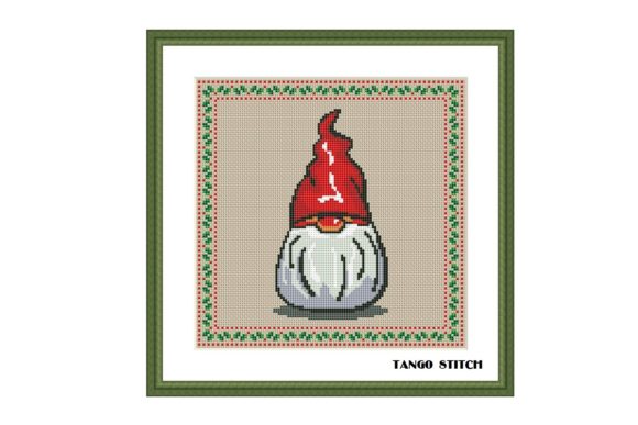 Gnome Cross Stitch Christmas Ornament