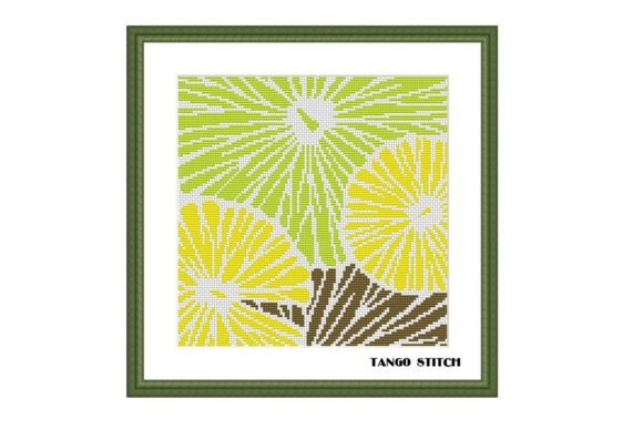 Green Simple Embroidery Flower Abstract