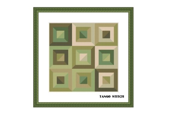 Green Squares Geometric Cross Stitch