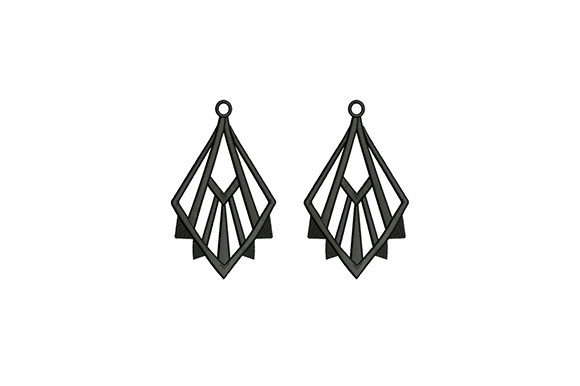 Grey Earrings Embroidery Design
