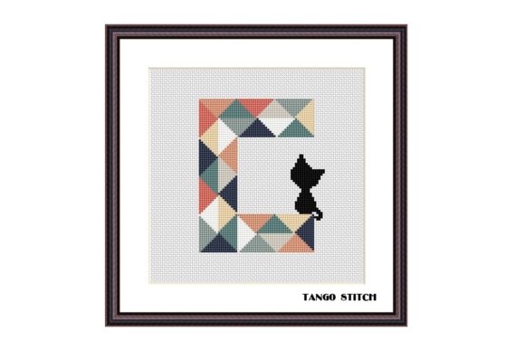 Letter C Black Kitten Cross Stitch