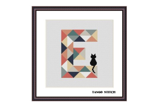 Letter E Typography Cross Stitch Pattern
