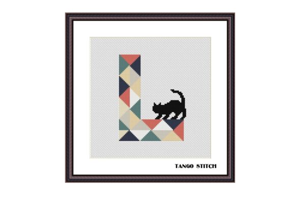 Letter L and Curious Cat Cross Stitch
