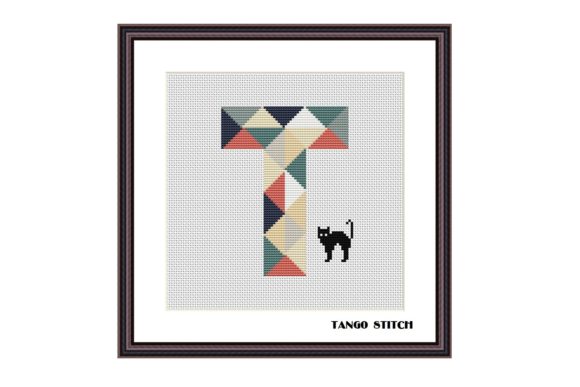 Letter T Typography Cross Stitch Pattern