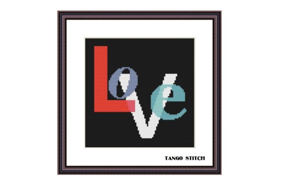 Love Typography Romantic Cross Stitch
