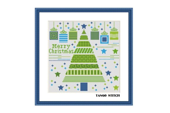 Merry Christmas Tree Cross Stitch Chart