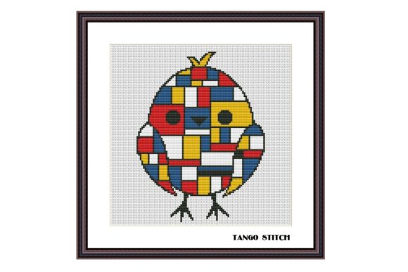 Mondrian Chicken Cute Animals Embroidery