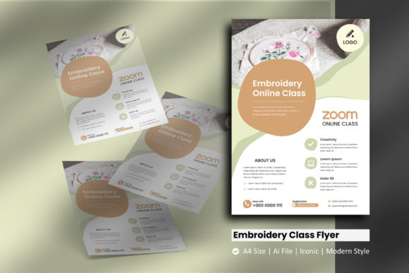 Online Embroidery Class Flyer Template