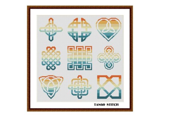 Orange Celtic Cross Stitch Embroidery