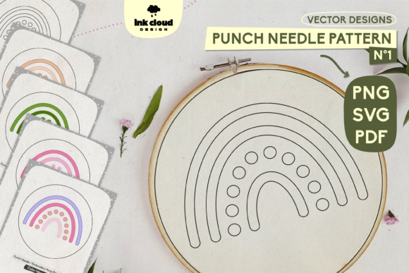 Punch Needle Embroidery Rainbow PDF Hoop