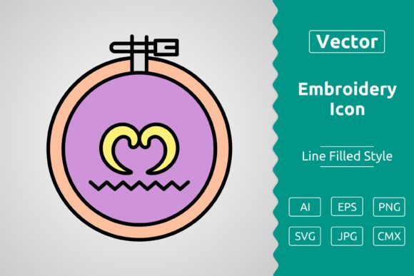 Vector Embroidery Filled Outline Icon